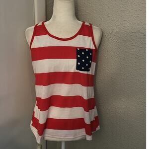 Mon Ami American Flag Striped Racerback Tank Americana Classic Festival USA N/S